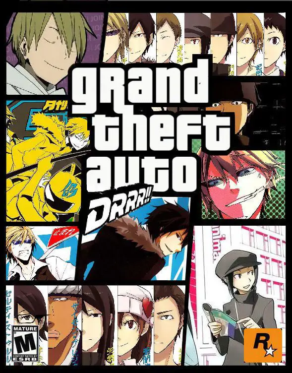 Gambar karakter anime dalam setting game GTA