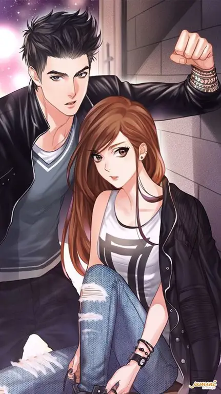 Berbagai karakter anime dalam pose romantis