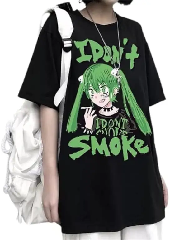 Gambar karakter anime mengenakan kaos