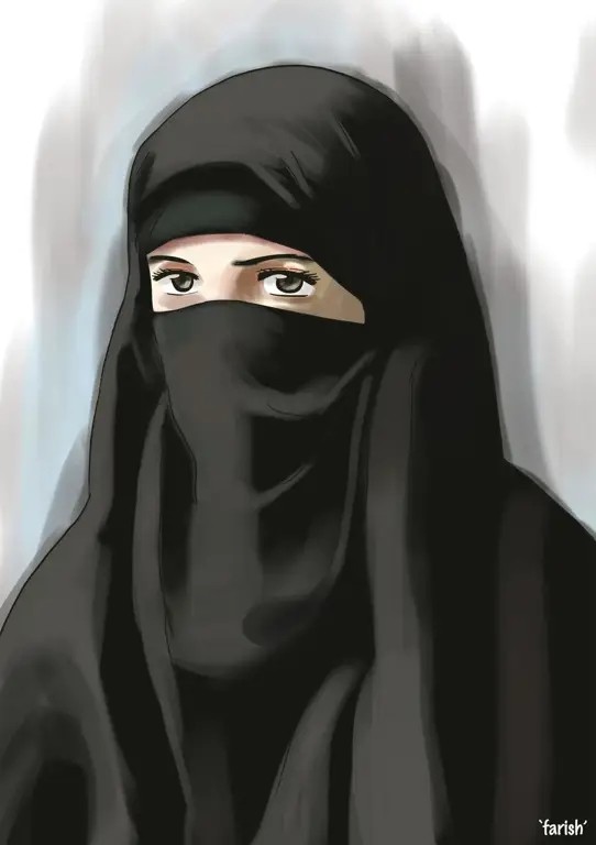 Karakter anime yang mengenakan niqab