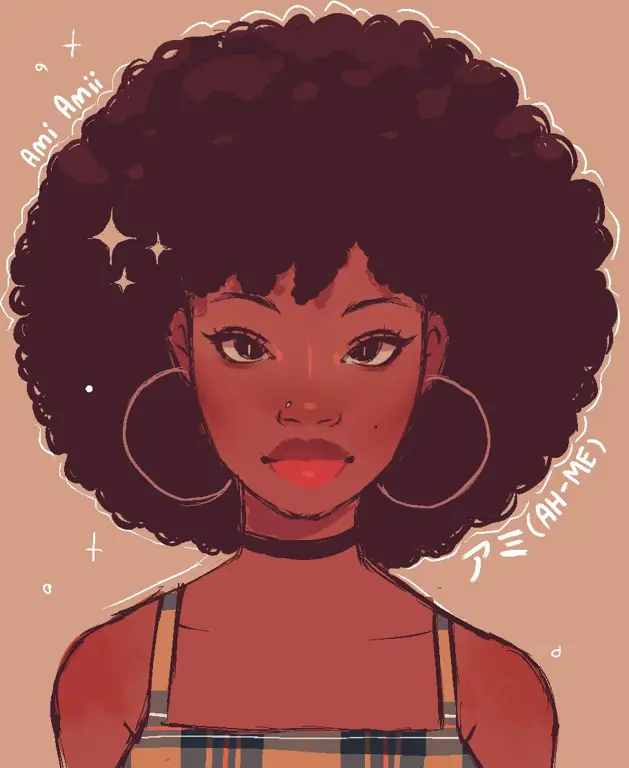 Gambar karakter anime dengan rambut tekstur afro