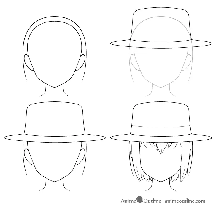 Gambar berbagai karakter anime yang mengenakan topi fedora