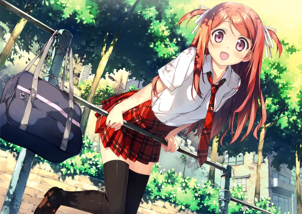 Karakter Anime di Sekolah Ilustrasi karakter anime dengan seragam sekolah
