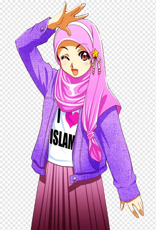 Ilustrasi karakter anime Islami yang keren dan inspiratif