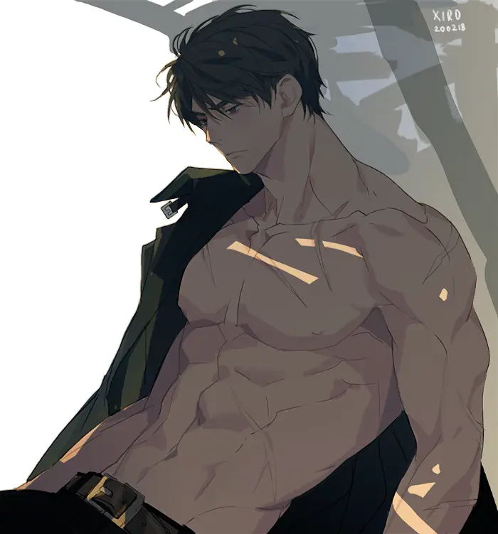 Gambar karakter anime laki-laki yang kuat dan gagah berani