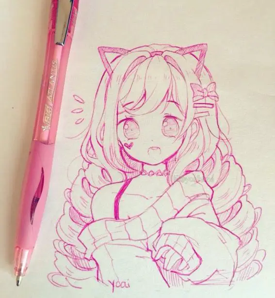 Gambar karakter anime lucu di pulpen