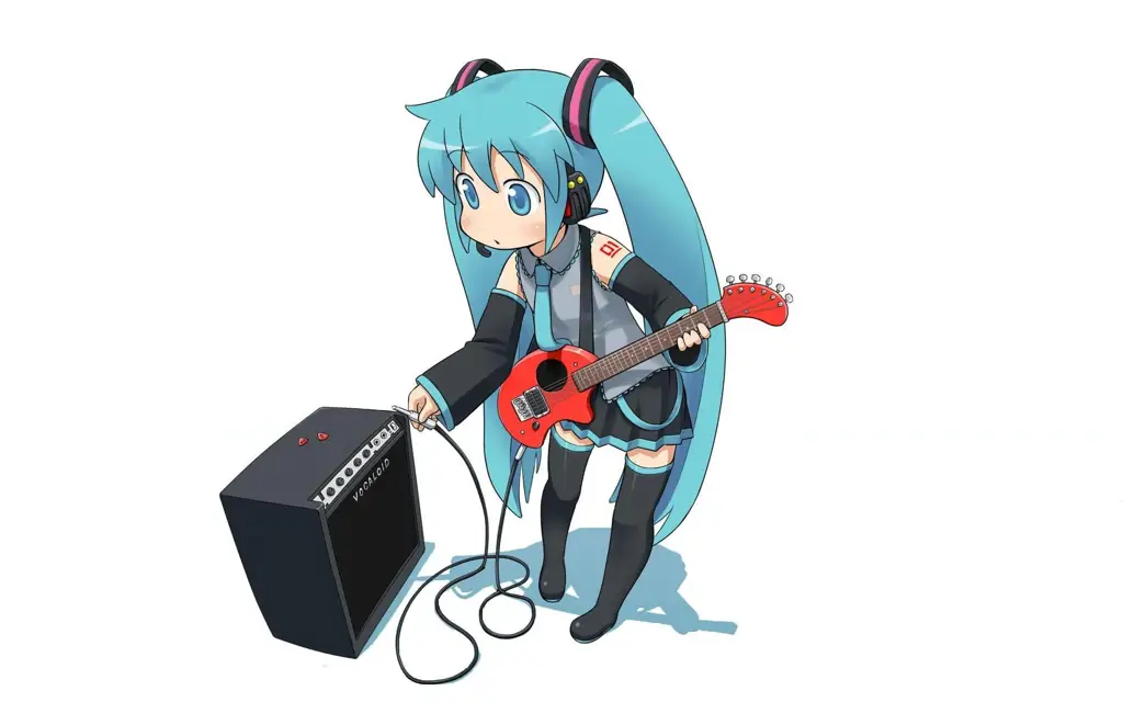 Karakter anime sedang memainkan gitar