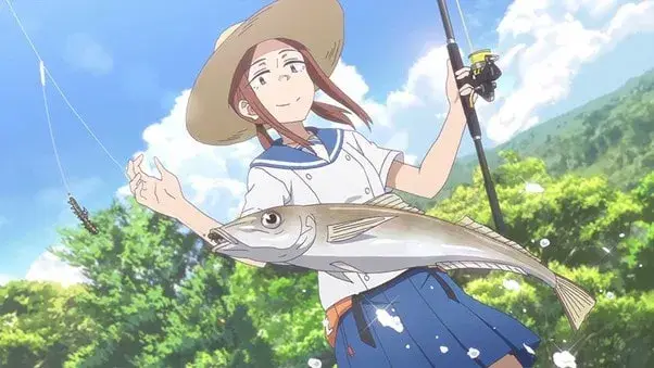 Karakter anime sedang memancing