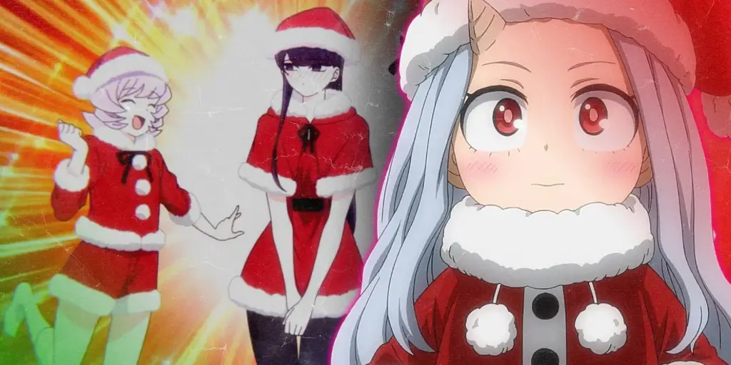 Karakter-karakter anime yang merayakan Natal dengan gembira.