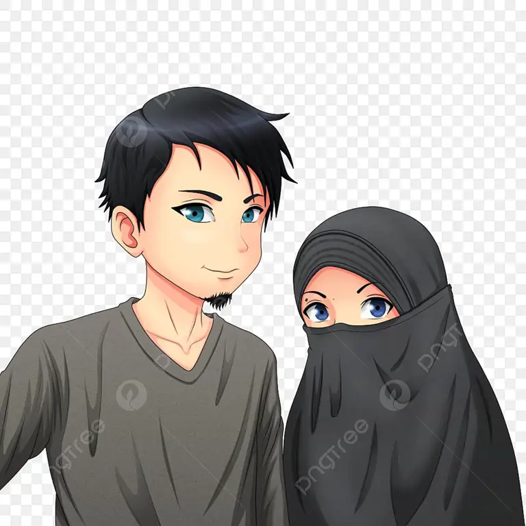 Desain karakter anime muslimah yang imut