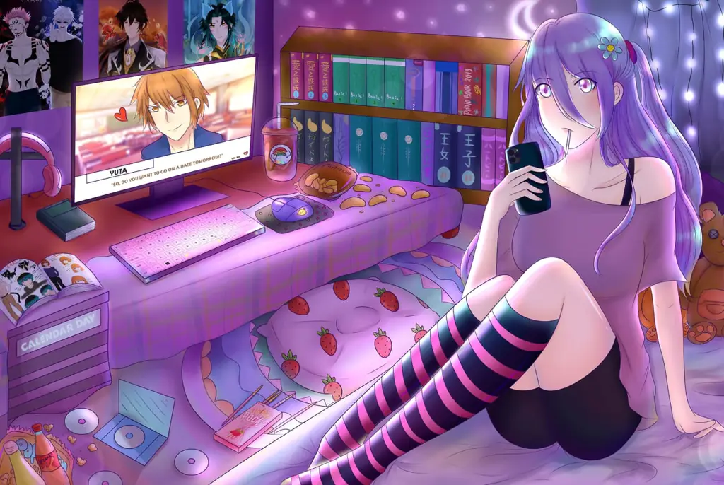 Karakter Anime One Room yang Menggemaskan Gambar seorang gadis anime di dalam ruangan