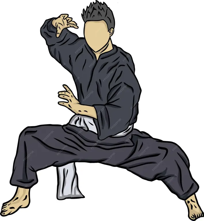 Ilustrasi karakter anime yang sedang berlatih pencak silat