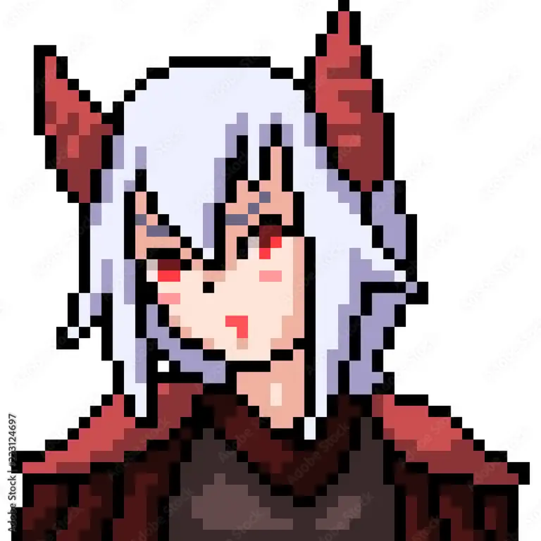 Ilustrasi gadis anime dalam gaya pixel art