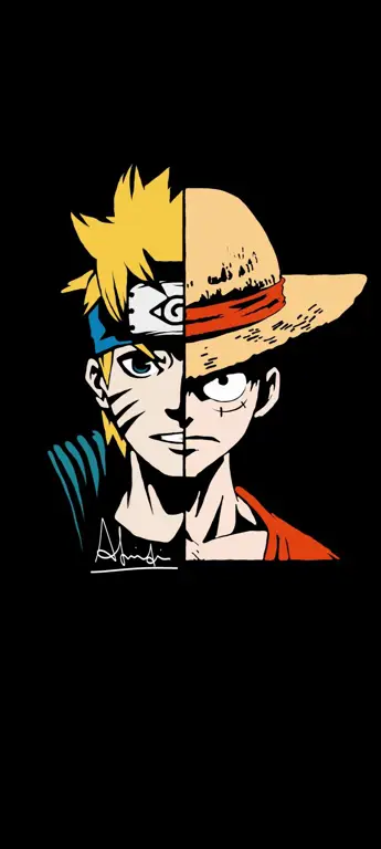 Gambar karakter Naruto dan One Piece