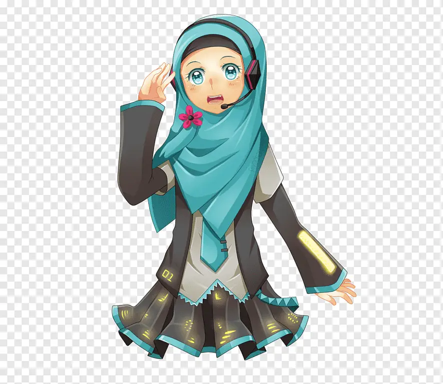 Ilustrasi karakter anime muslim