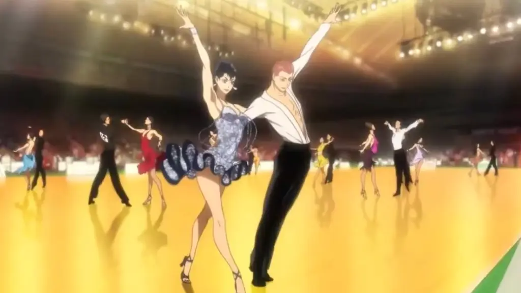 Karakter anime sedang menari ballroom