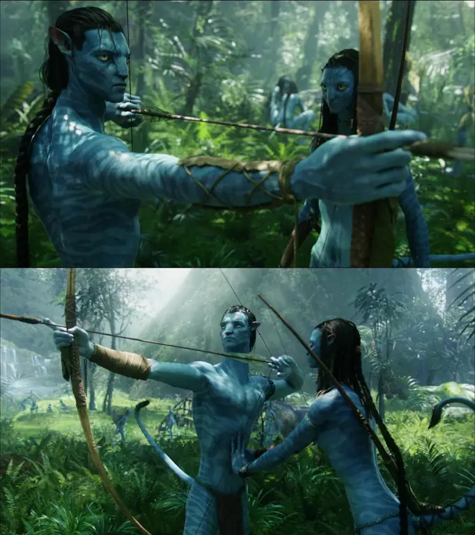 Neytiri dan Jake Sully dalam film Avatar