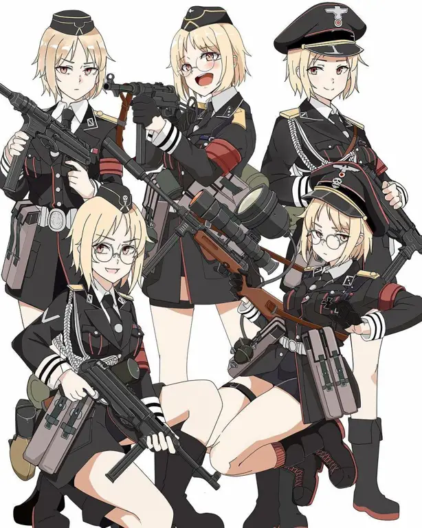 Gambar karakter anime dengan seragam militer