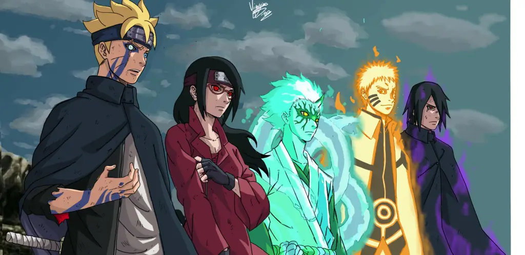 Gambar para karakter utama Boruto