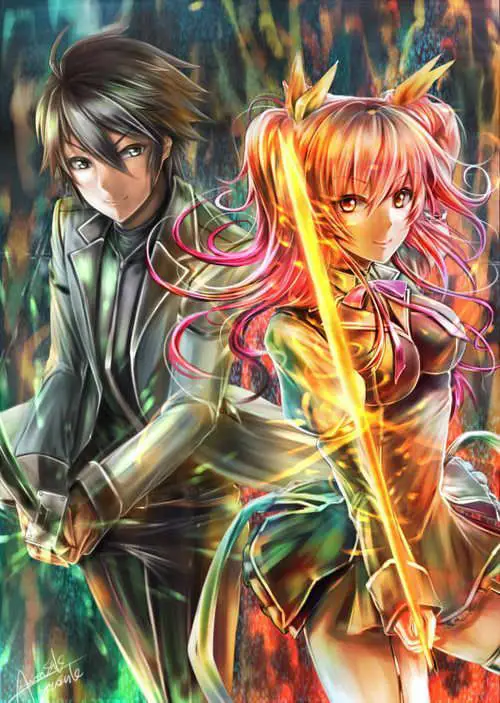 Ilustrasi karakter-karakter dalam anime Rakudai Kishi