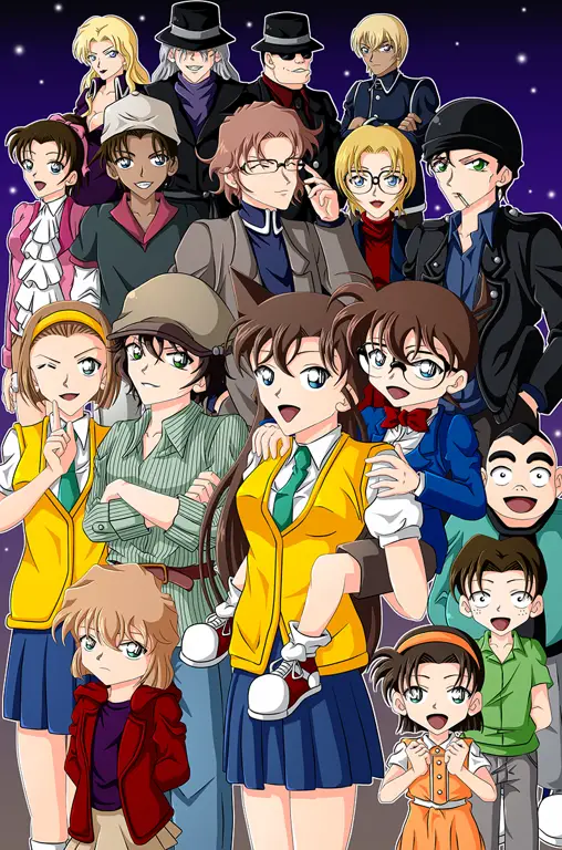 Gambar berbagai karakter dalam anime Detective Conan