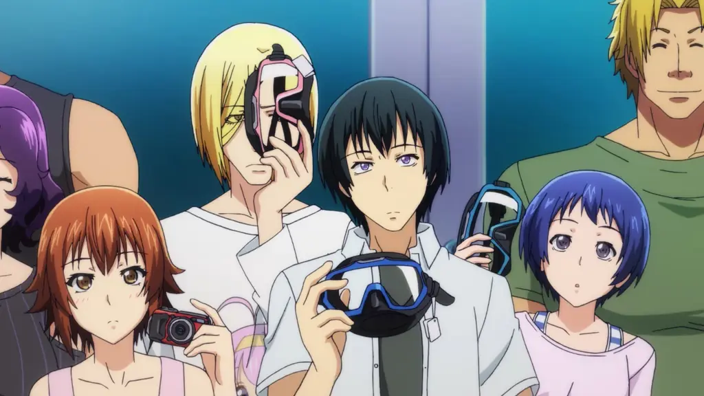 Karakter-karakter Grand Blue yang Menghibur Para karakter utama Grand Blue dalam pose lucu dan khas