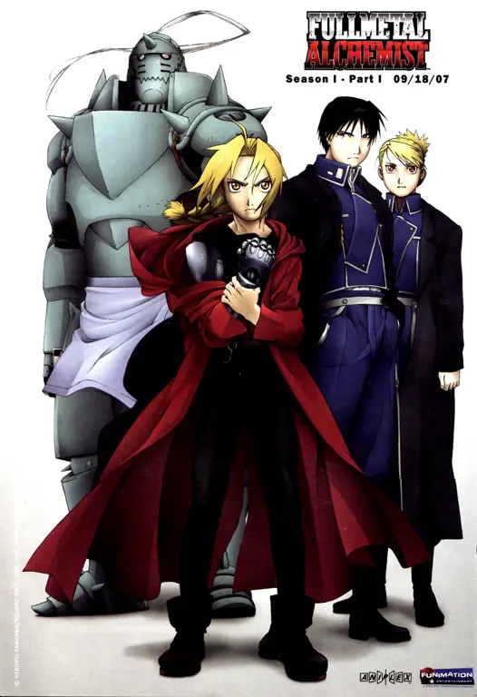 Gambar para karakter utama Fullmetal Alchemist Brotherhood