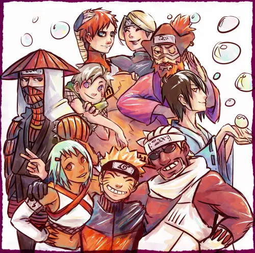 Gambar para karakter utama di Naruto Shippuden