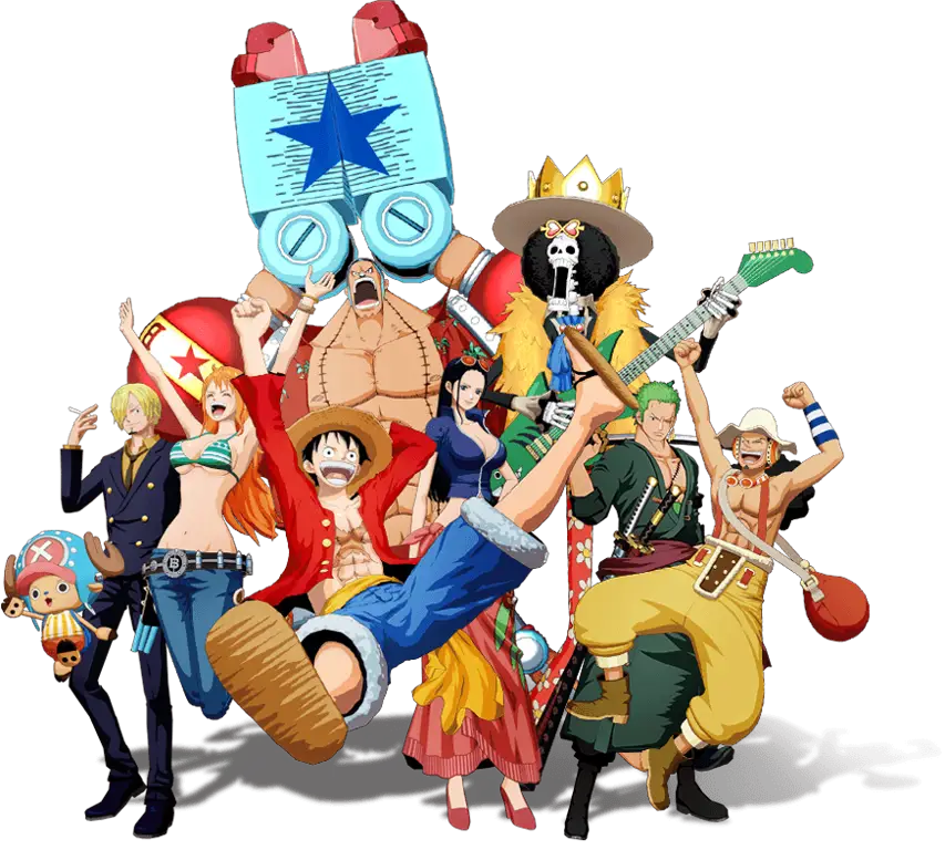 Karakter-karakter ikonik dari dunia One Piece Gambar yang menampilkan berbagai karakter One Piece