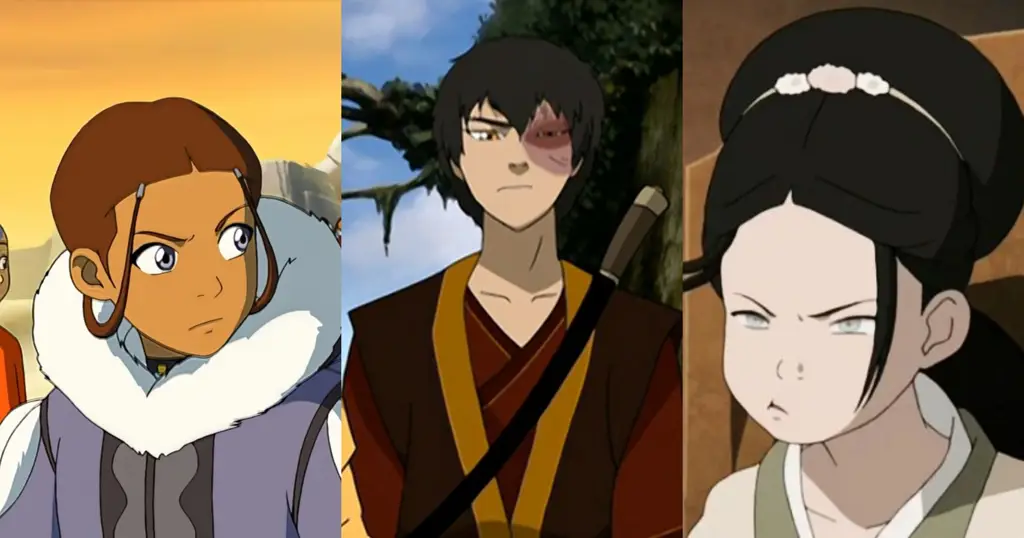 Gambar para karakter utama Avatar: The Last Airbender