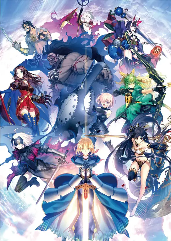 Gambar yang menampilkan beberapa karakter utama dari Fate Grand Order