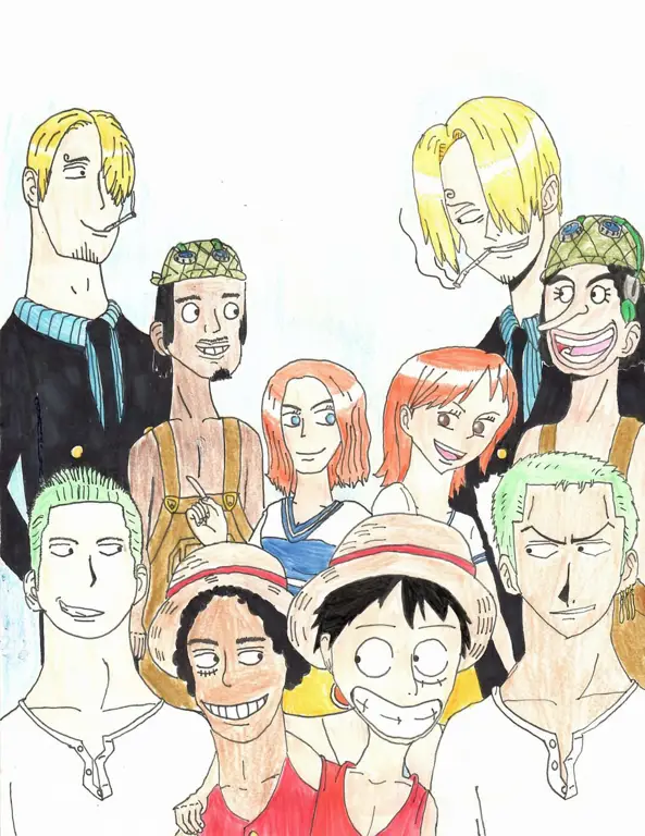 Ilustrasi karakter-karakter One Piece