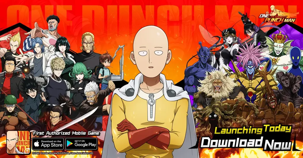 Gambar para karakter One Punch Man dalam game mobile