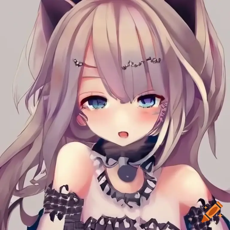 Ilustrasi gadis anime neko yang lucu