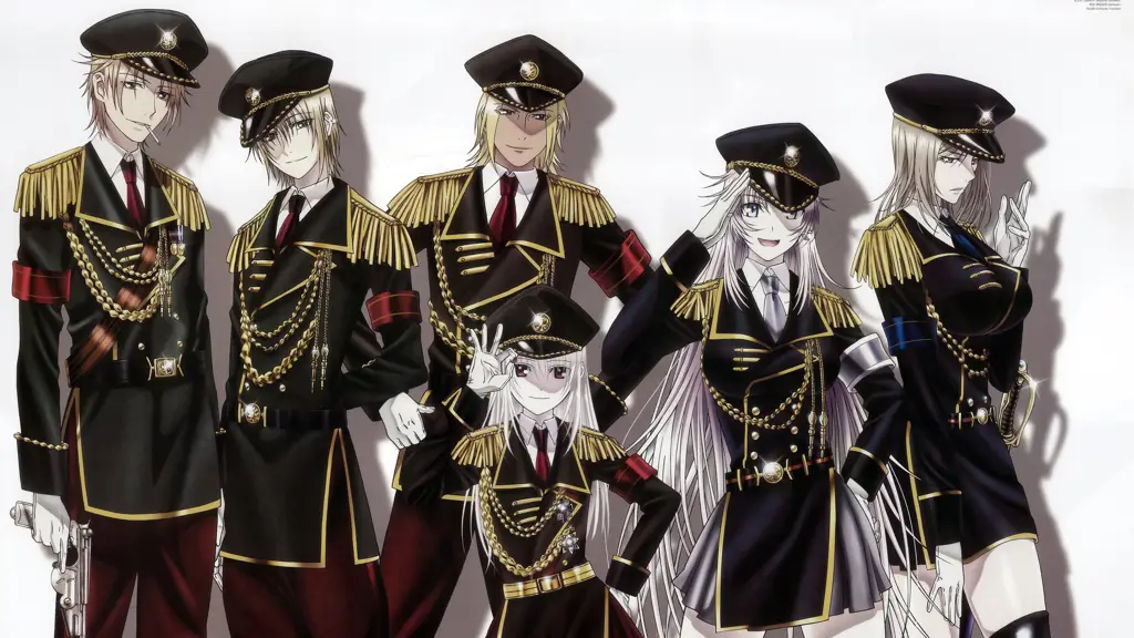 Gambar yang menampilkan beberapa karakter utama dari anime K Project.
