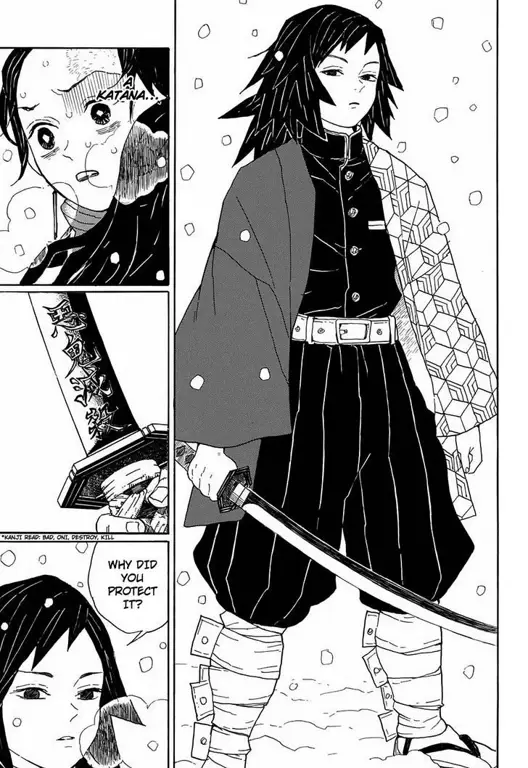 Gambar karakter-karakter Kimetsu no Yaiba di chapter 30, menampilkan ekspresi dan pose yang dramatis.