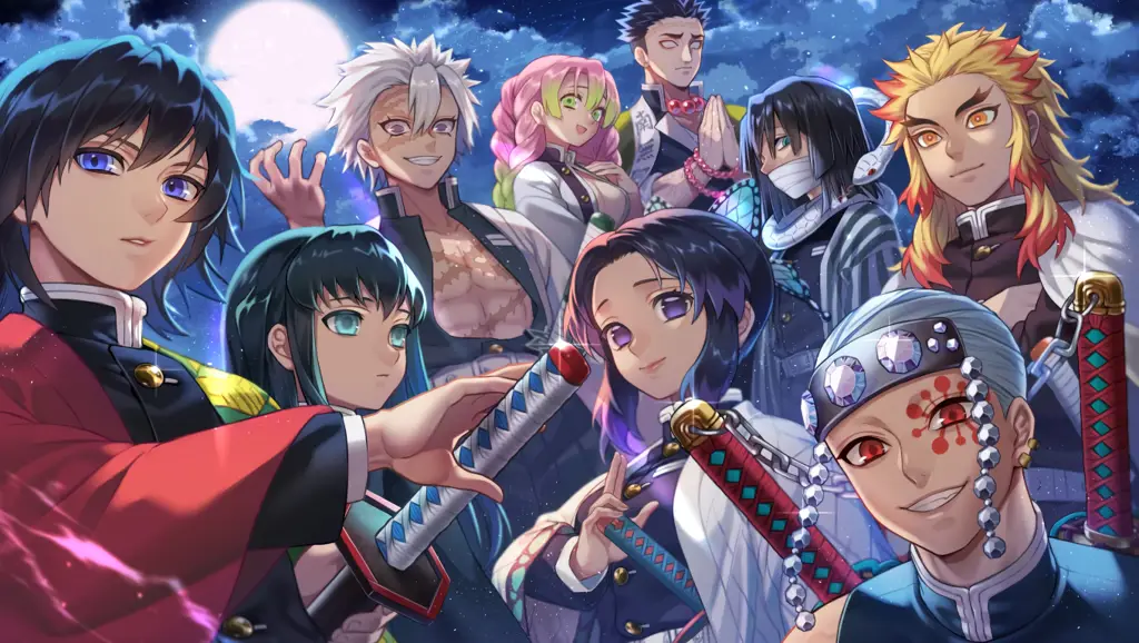 Gambar karakter-karakter utama dalam anime Kimetsu no Yaiba