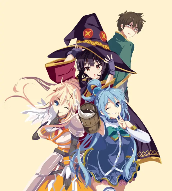 Ilustrasi karakter-karakter Konosuba dalam game