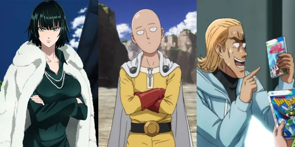 Karakter-karakter kunci dan perkembangannya Gambar para karakter utama di One Punch Man season 2
