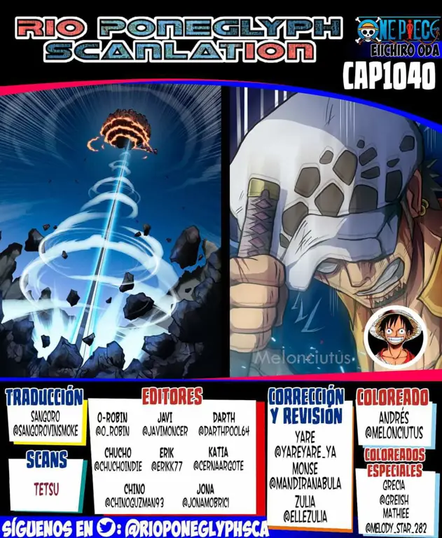 Para karakter One Piece dalam chapter 1040