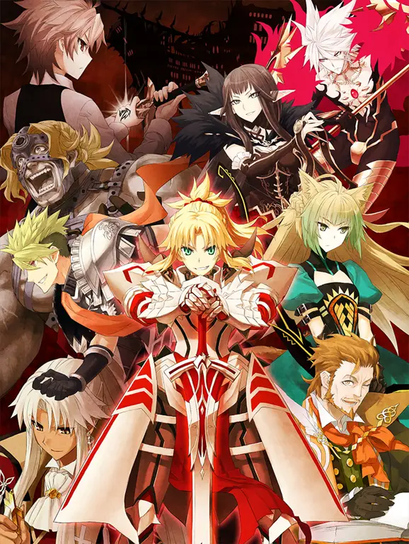 Gambar para karakter utama dari anime Fate Apocrypha