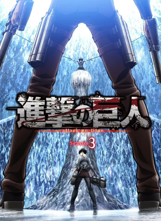 Gambar yang menampilkan beberapa karakter penting di Attack on Titan season 3.