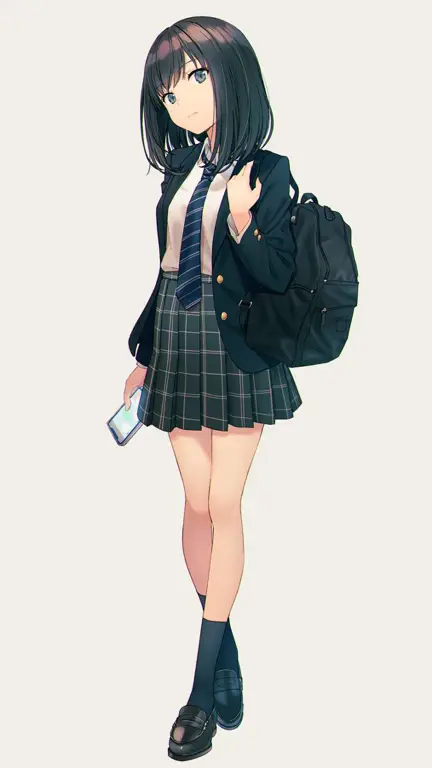 Ilustrasi gadis-gadis anime lucu dengan seragam sekolah