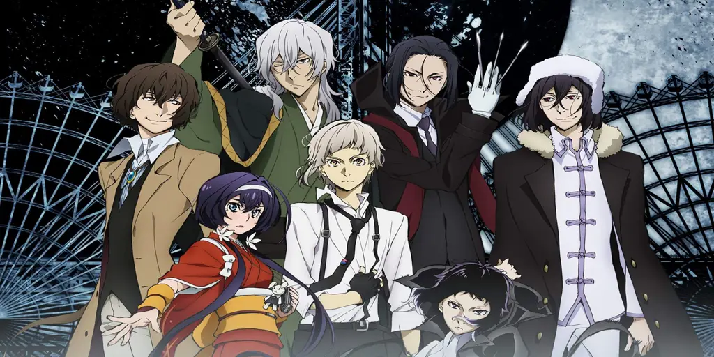 Gambar karakter-karakter utama dalam anime Bungou Stray Dogs