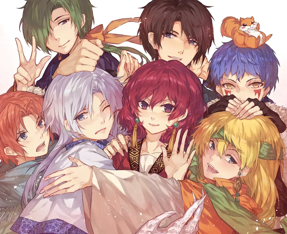 Gambar para karakter utama Akatsuki no Yona