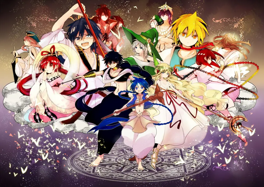 Gambar karakter-karakter utama anime Magi