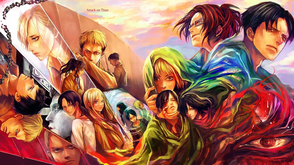 Gambar para karakter utama Attack on Titan