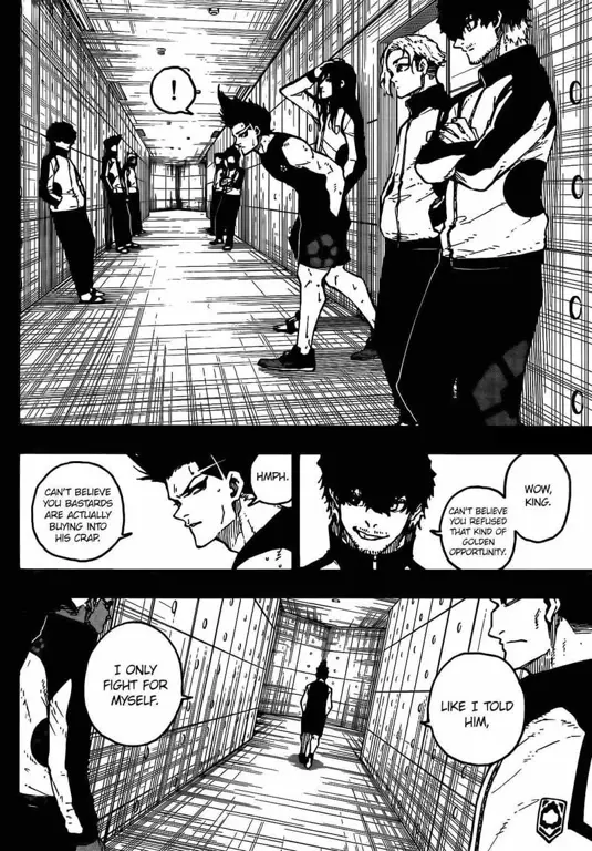 Gambar yang menampilkan beberapa karakter utama dalam Blue Lock chapter 216