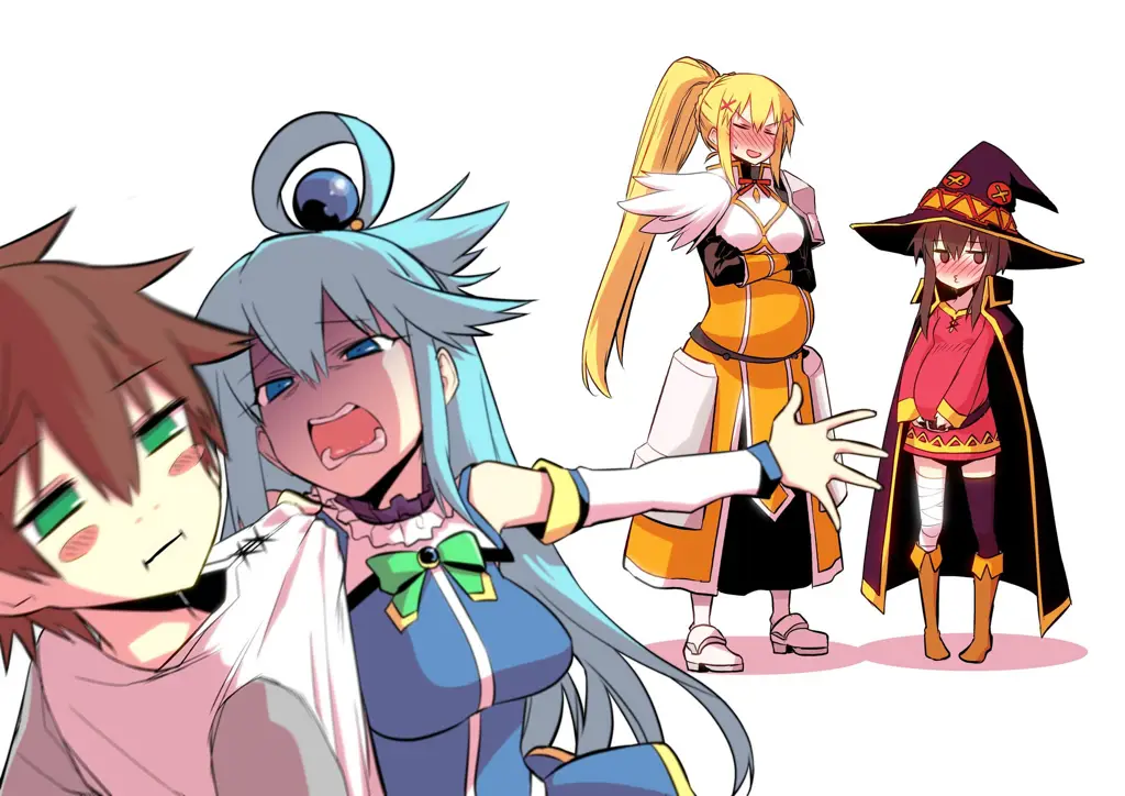 Ilustrasi karakter-karakter utama KonoSuba