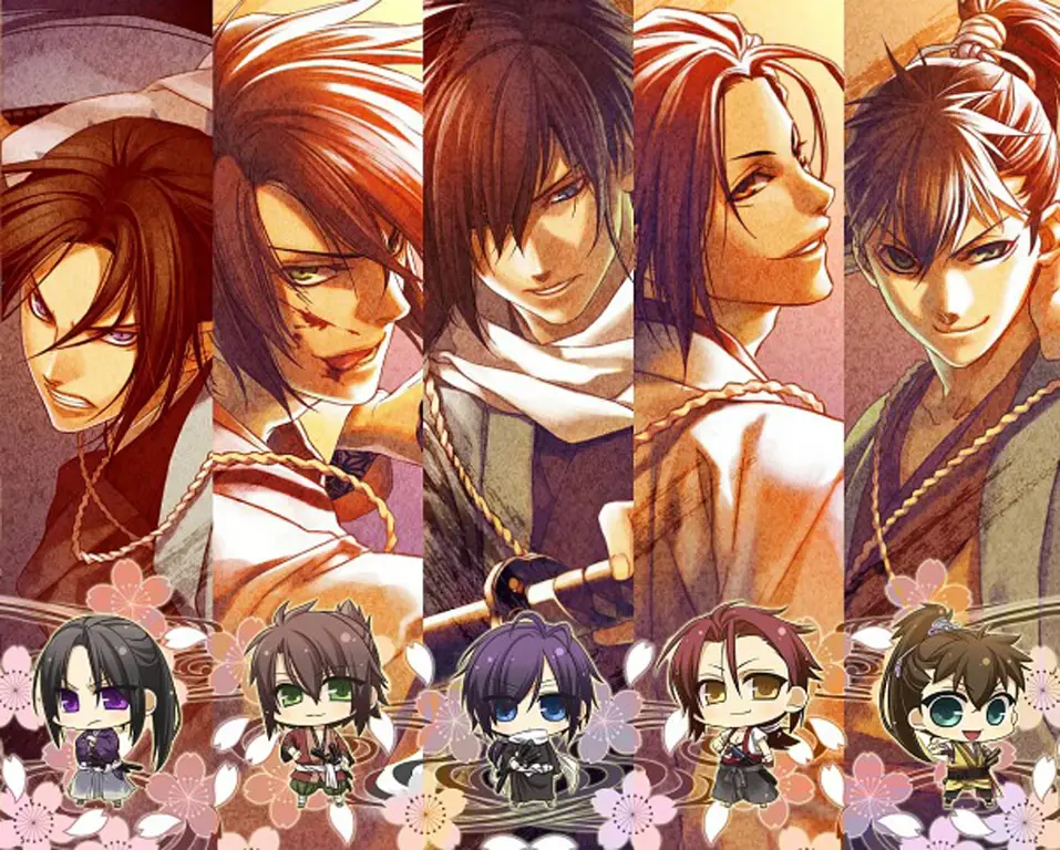 Gambar para karakter dalam anime Hakuouki